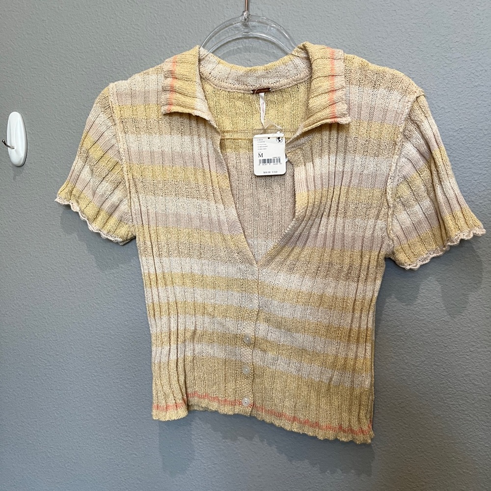 NWT FREE PEOPLE Yellow collared polo
